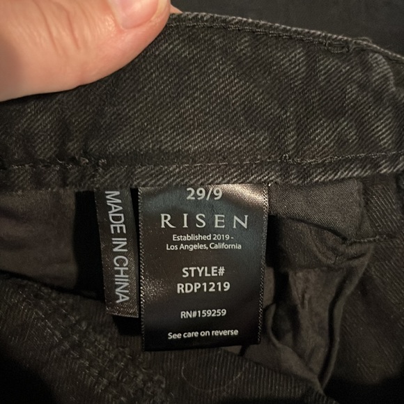 NWT Risen jeans high-waist black straight leg jeans black frayed hem - Picture 13 of 14